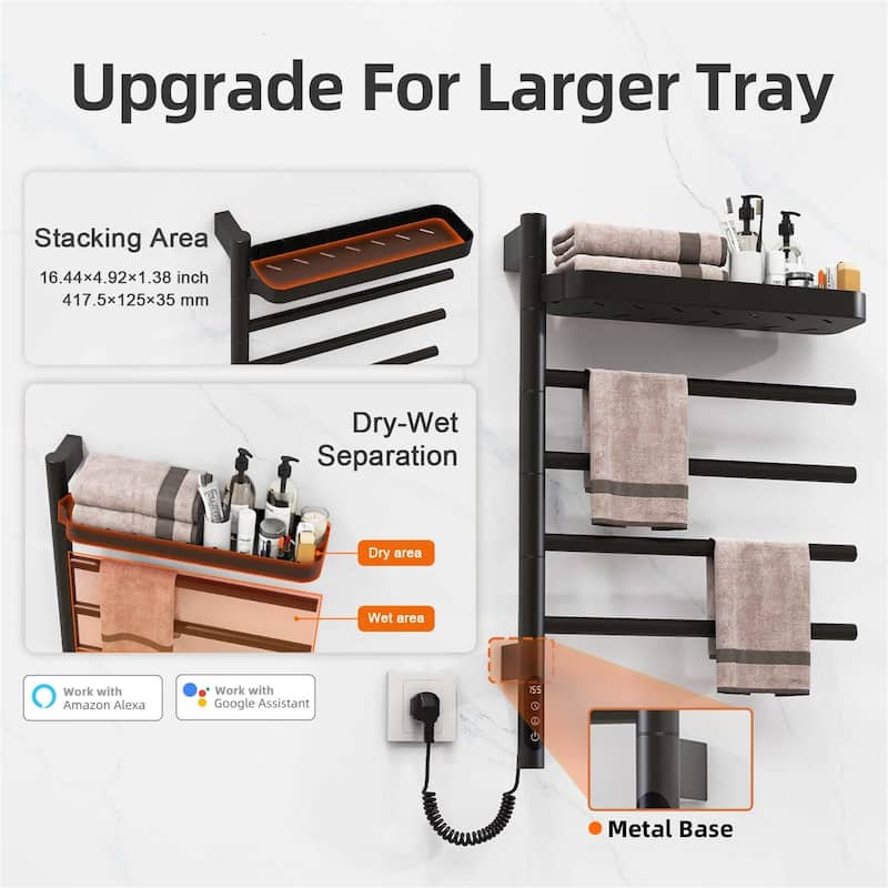 Wall-Mounted Electric Towel Dryer with Swivel Bars