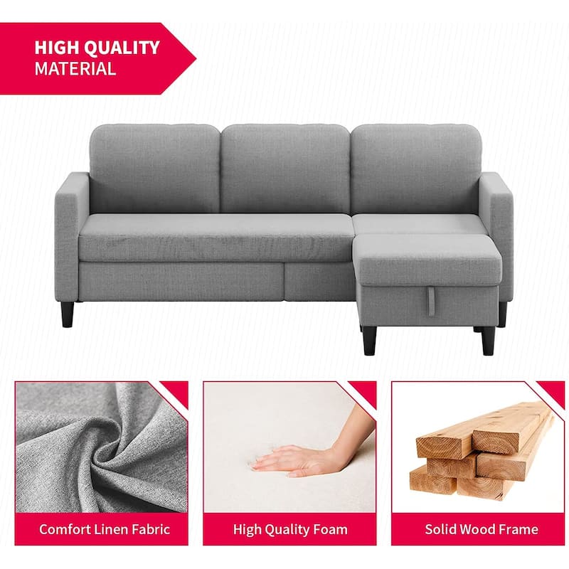 Mixoy 78"Sectional Sofa with Ottoman, Free Combination L Shaped Sofa Couch Set