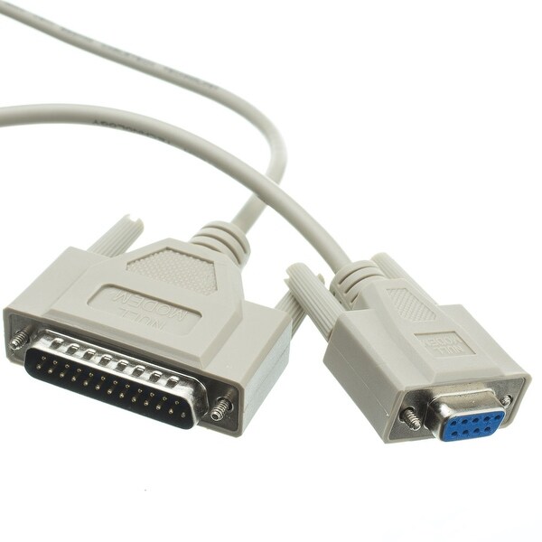 Offex Null Modem Cable, DB9 Female to DB25 Male, UL rated, 8 Conductor, 10 foot