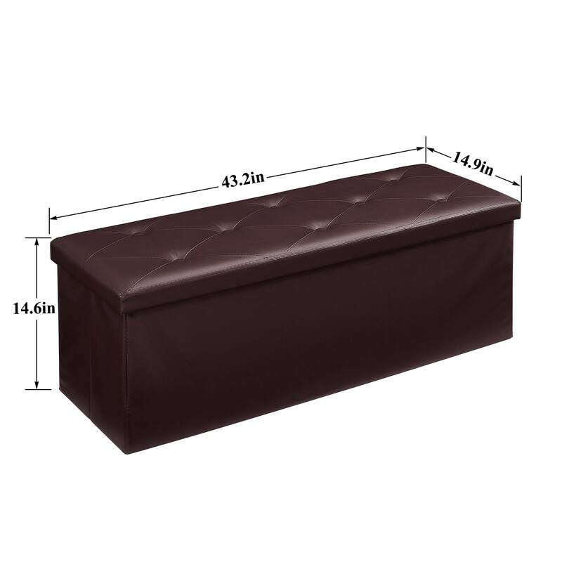 2 PC Storage Folding Ottoman, Storage Footrest Stool, Faux Leather Storage Bench Cube with Padded Seat for Small Space
