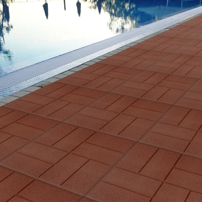 Pure Garden Rubber Deck Tiles 8-Pack - 28SQFT Outdoor Flooring Pavers