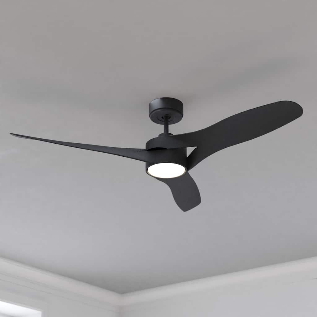 VAXCEL Winnetka 52 in. Black Indoor Ceiling Fan with Black Blades, Integrated LED Light Kit, Remote Control, DC Motor
