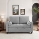 preview thumbnail 77 of 140, 3-in-1 Corduroy Sleeper Sofa Pull-Out Bed Convertible Adjustable Loveseat with USB Port