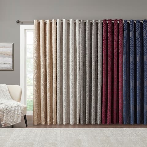 Silver Orchid Genevois Knitted Jacquard Total Blackout Grommet Window Curtain Panel