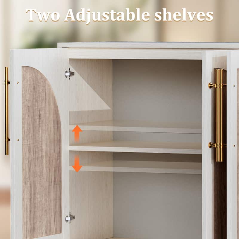 Double Layered 4 Door Cabinet Modern Arched Design Storage Cabinet