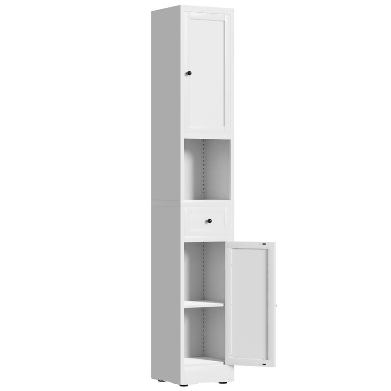 71 Inch Tall Bathroom Storage Cabinet, 5-Tier Narrow Metal Cabinet with 2 Doors & Adjustable Shelves, Freestanding Cabinet