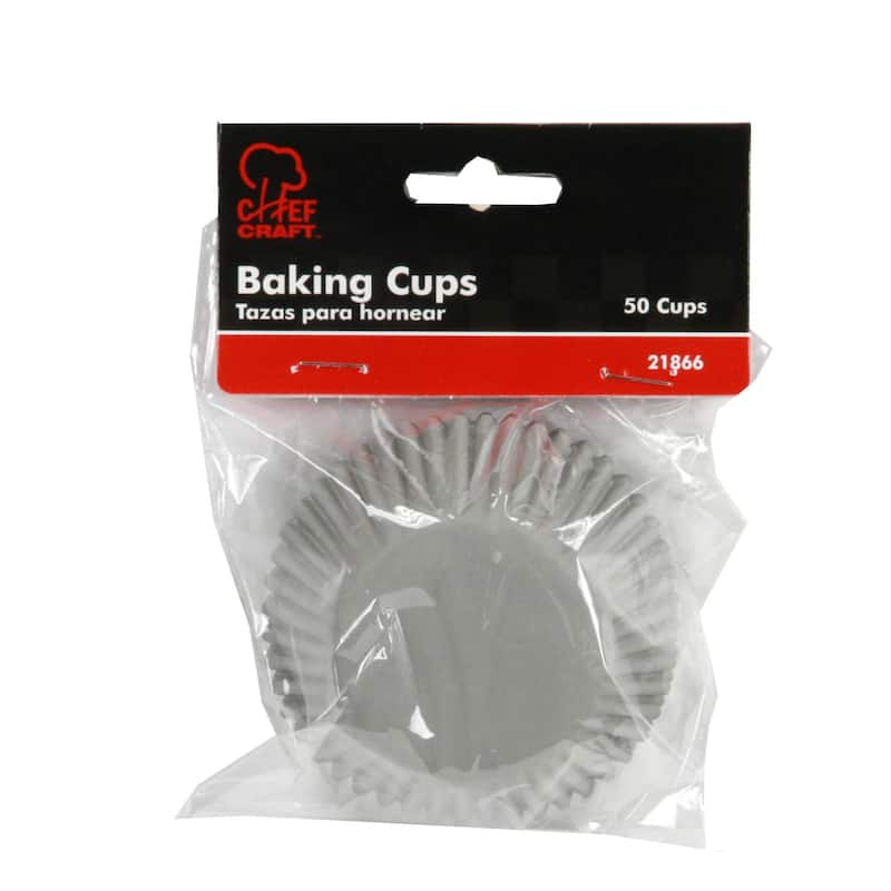 Chef Craft 50 Count Cupcake Liners Muffin Size Baking Cups, Gray