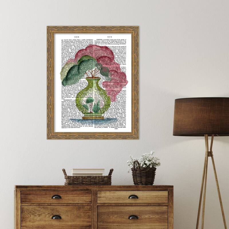 Pink Green Vase No. 3 by Fab Funky Wood Framed Wall Art Print