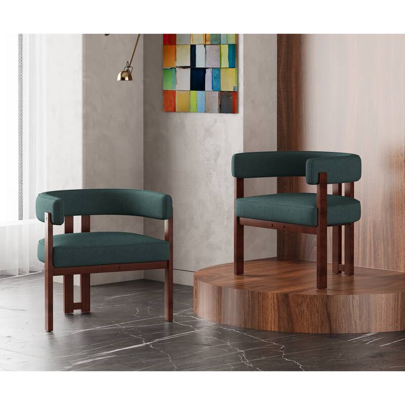 Modern Accent Chair, Upholstered Armchair with Open Back, 3 Legs Barrel Dining Chair Comfy Casual Side Chair Set of 2