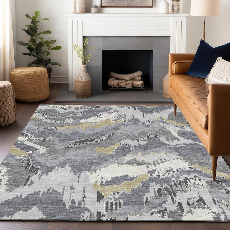 Machine Washable Indoor/ Outdoor Chantille Ombre Abstract Rug