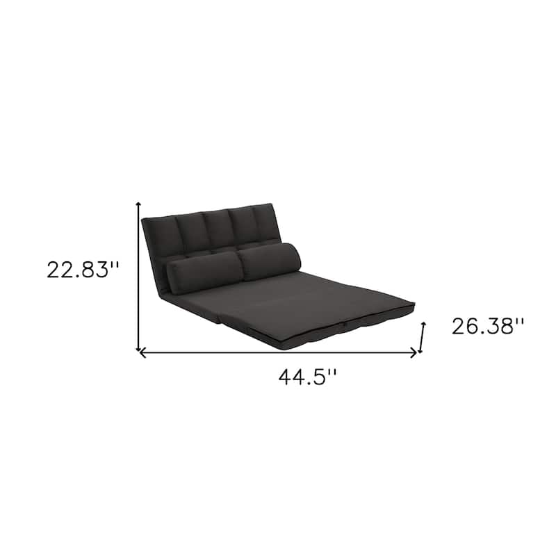HomeRoots 45" Gray Futon Convertible Sleeper Loveseat and Toss Pillows - 44.50 in. x 22.80 in. x 26.40 in.