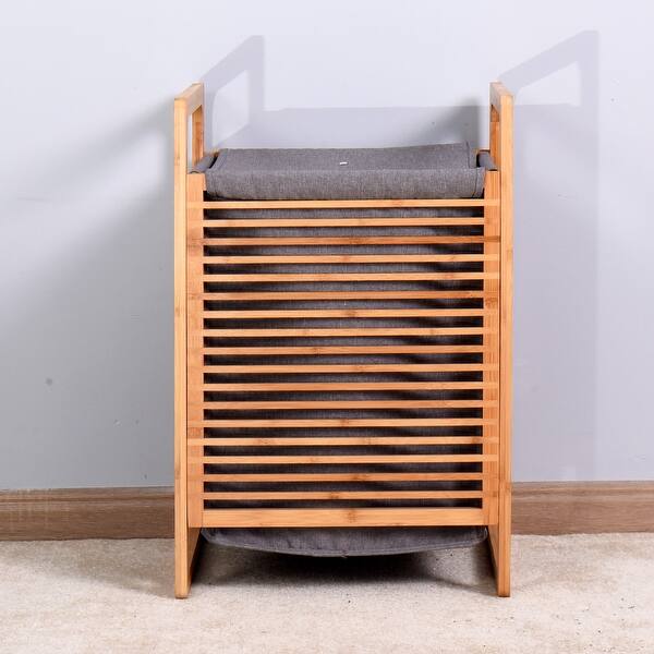 slide 2 of 7, Bathroom Laundry Basket Bamboo Storage Basket - 15.74 x 13.78 x 23.82 inches Natural - 15.74 x 13.78 x 23.82 inches