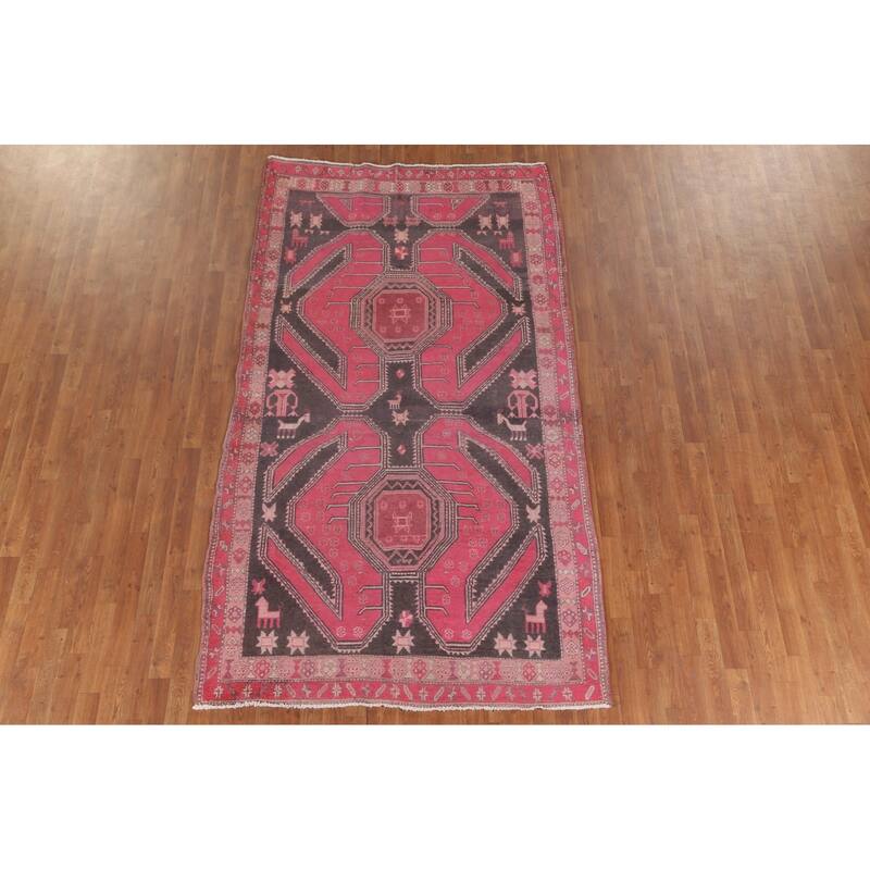 Over-Dyed Meshkin Persian Vintage Area Rug Handmade Wool Carpet - 5'2"x 9'4"