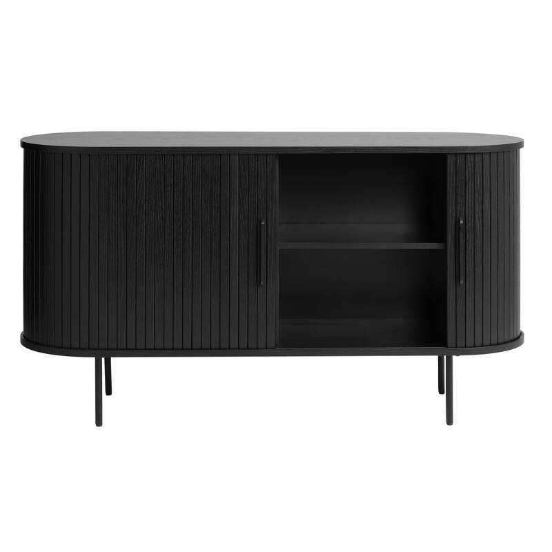 Rye Studio Nicola Mid-Century Modern Rounded Sliding Door Sideboard