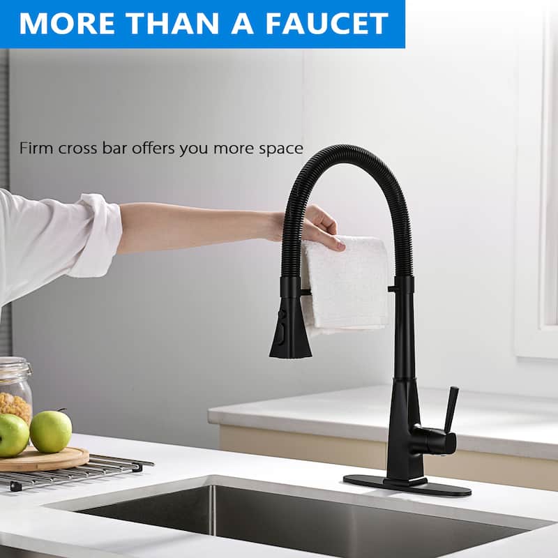 Single Handle Spray 3 Modes Pull Down Kitchen Faucet with Deck Plate