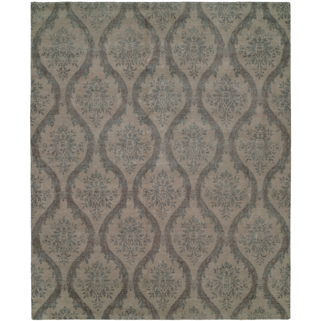 Transitional Grey Hand-Knotted Wool Area Rug