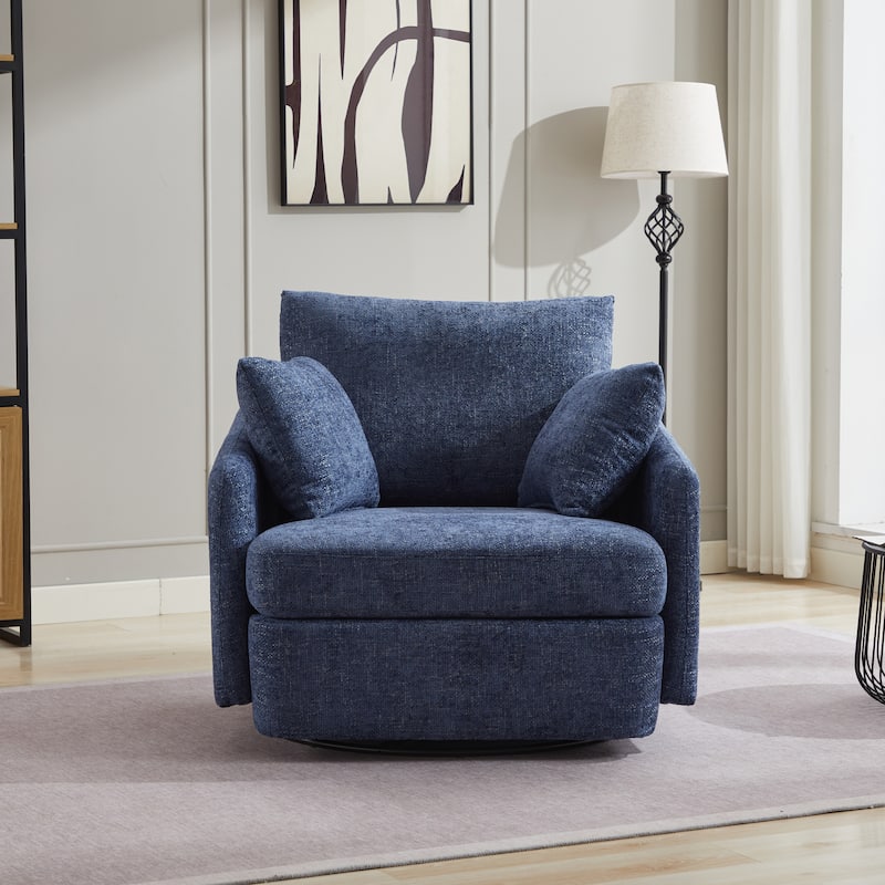 40.6" W Upholstered Swivel Accent Sofa Chair With Pillows