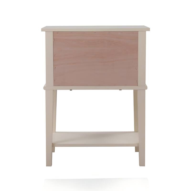 Beige Contemporary Nightstand with Open Shelf