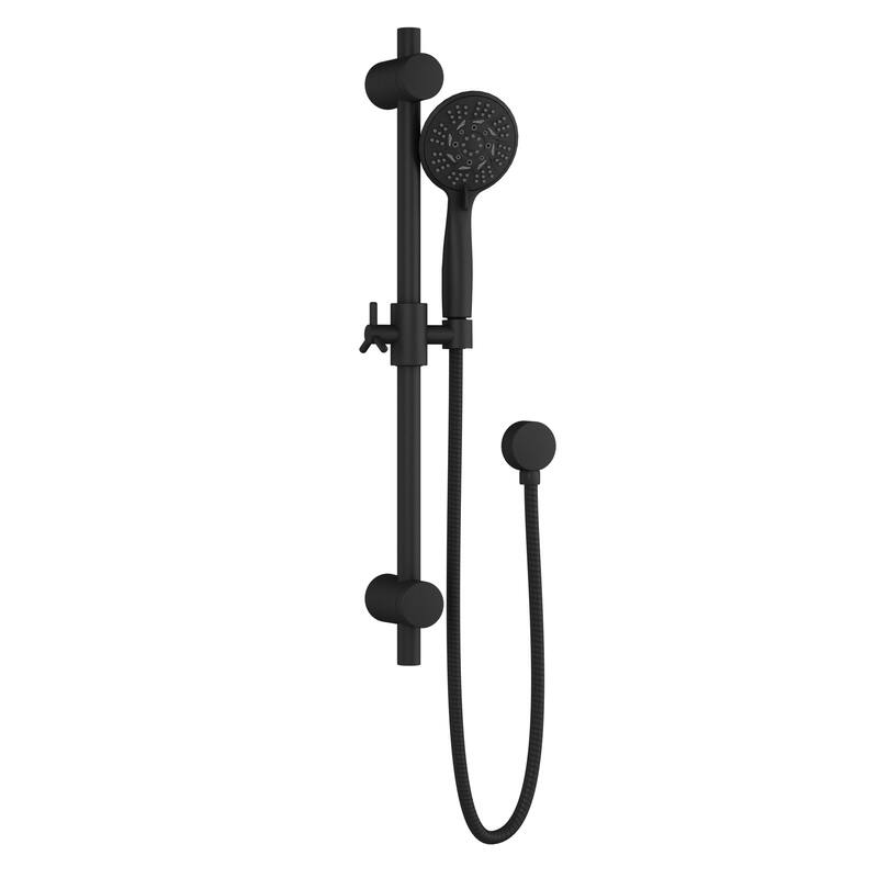 Refuge 10-in Rain Showerhead Combo with Adjustable Handshower Slide Bar and Pressure Balanced Mixing Valve Matte Black