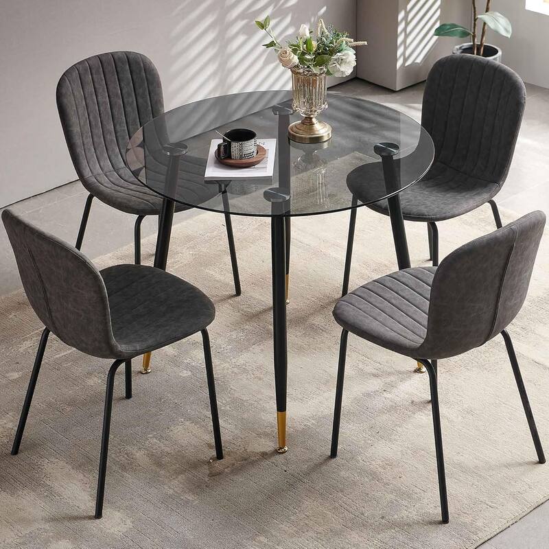 Howtai Upholstered Dining Chairs,Vintage PU Leather Accent Side Chairs