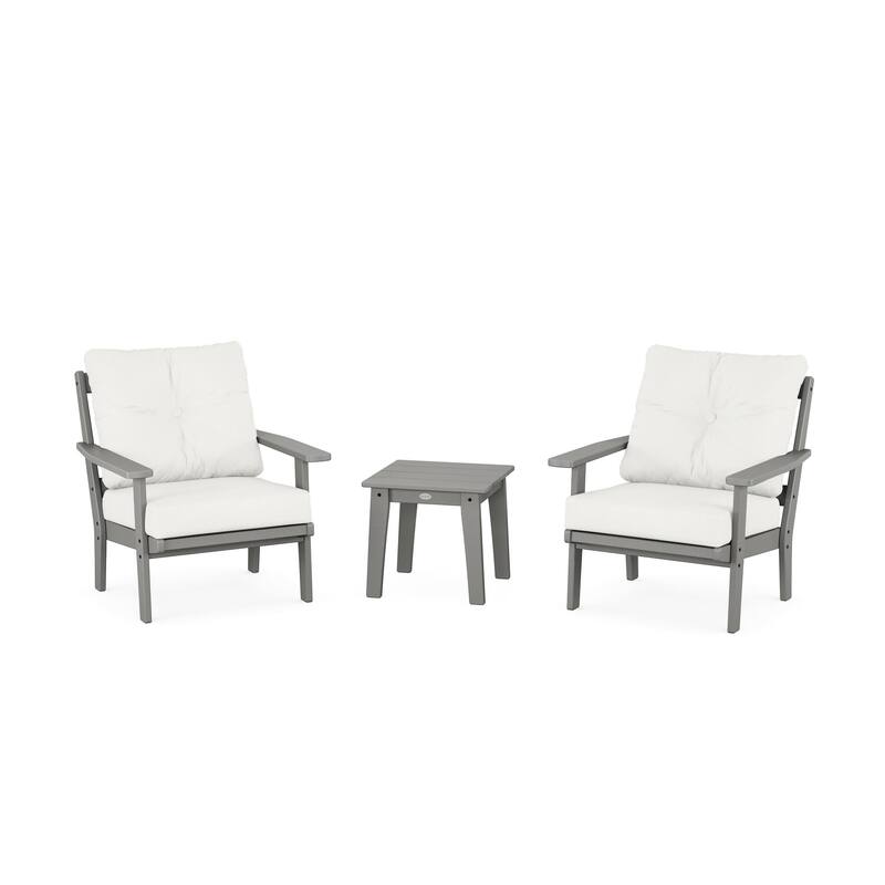 POLYWOOD Oxford 3-Piece Deep Seating Set - Slate Grey/Natural Linen