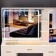 preview thumbnail 7 of 8, Glass Top Vanity Set with Lighted Mirror,Extra Large Mirror Makeup Vanity Table with 7 Drawers&Cushioned Stool