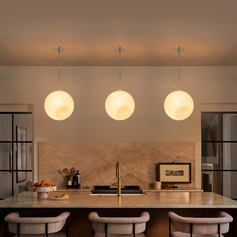 Modern White Bubble Glass Globe Pendant Light with Side Opening