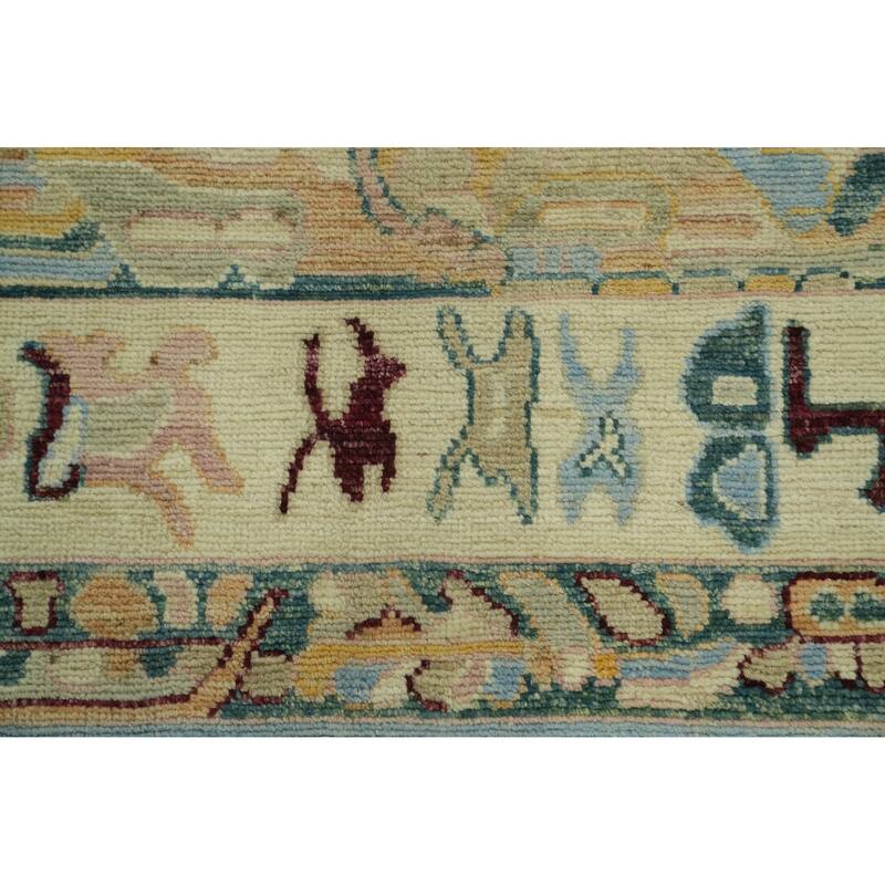 Vegetable Dye Wool Oushak Turkish Area Rug, Medallion Geometric Carpet - 9' 9'' X 8' 4''