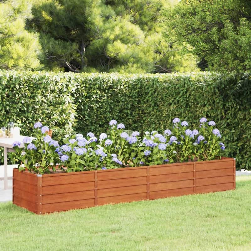 vidaXL Garden Raised Bed Outdoor Patio Backyard Planter Rusty Corten Steel - 126 x 31.5 x 17.7 - Brown