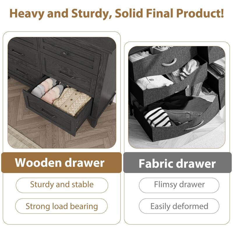 47" Wide Drawer Dresser, with Storage Freestanding