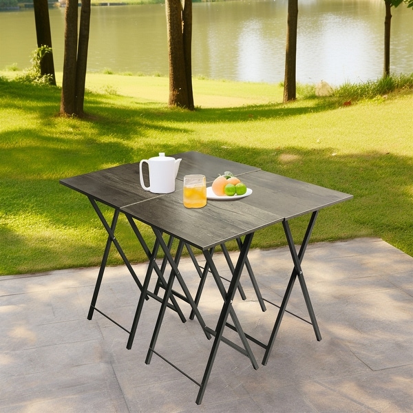 Foldable Snack Table for Small Space Rustic Grey
