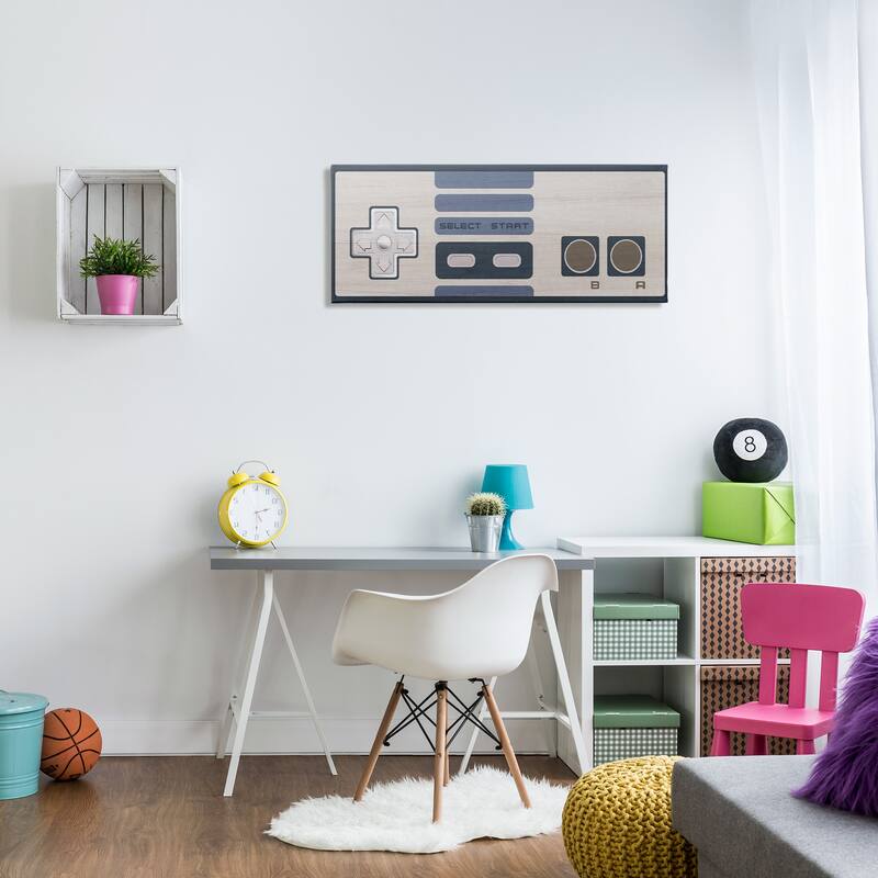 Stupell Vintage Video Game Entertainment System Classic Controller Blue Canvas Wall Art