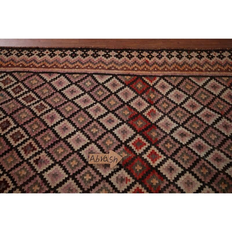 Trellis Kilim Persian Vintage Rug Flatweave Wool Carpet - 5'8" X 8'1"
