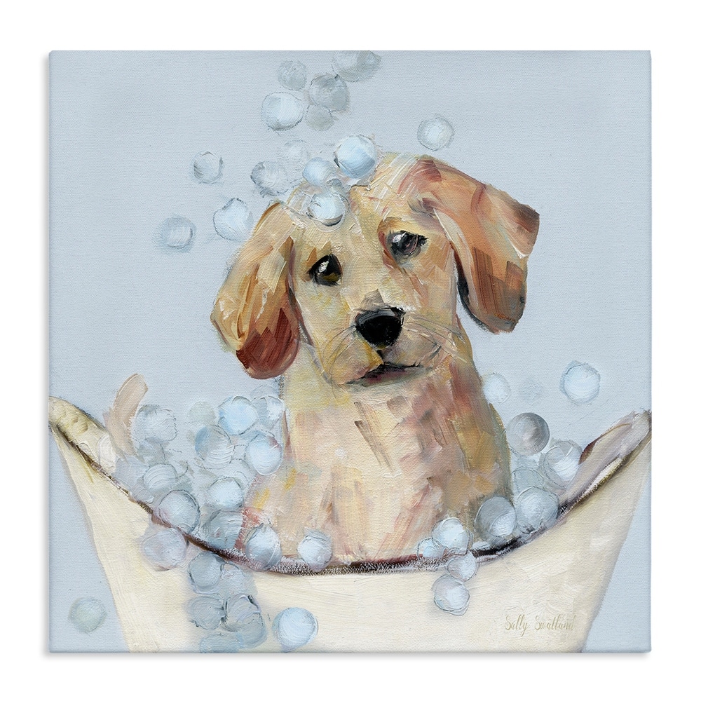 Stupell Bubble Bath Lab Puppy Canvas Wall Art Design By Sally Swatland