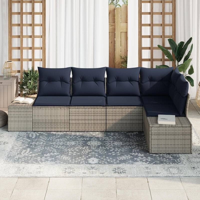 vidaXL 6 Piece Garden Sofa Set with Cushions - 103.9×60.6×27.2