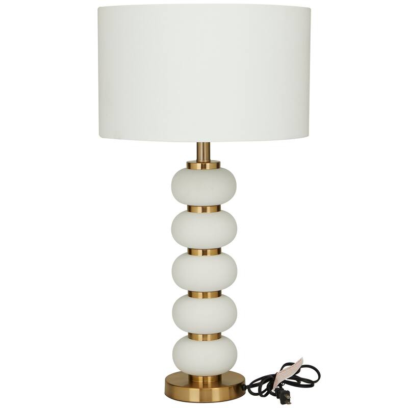 Metal Orbs Style Base Table Lamp with Drum Shade - White or Black - CosmoLiving by Cosmopolitan