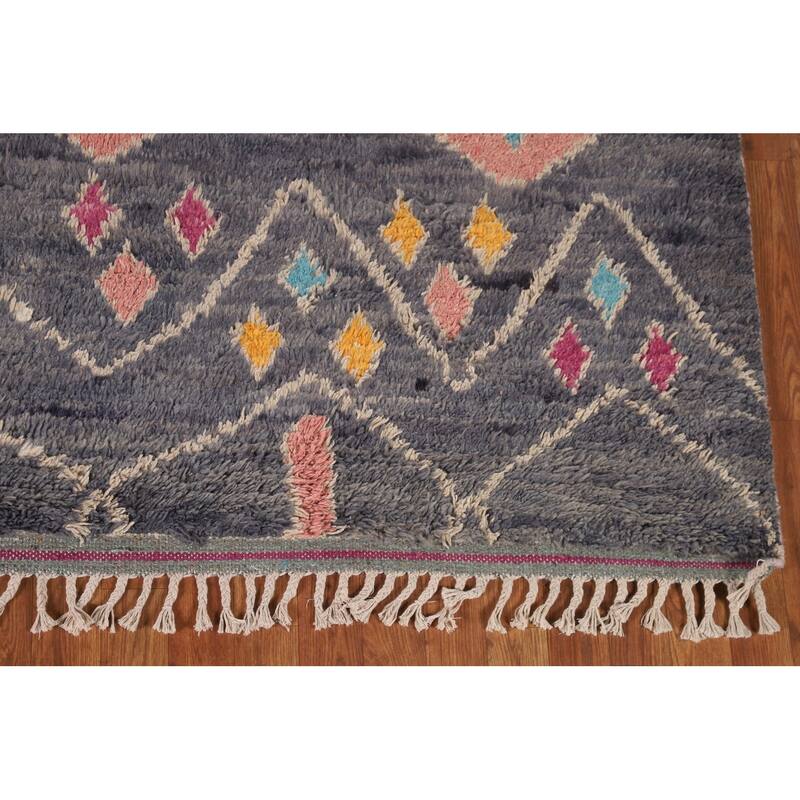 Tribal Moroccan Rug Handmade Oriental Wool Carpet - 7'10" x 10'8"