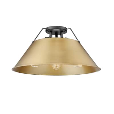 Orwell 3-Light Flush Mount in Matte Black with Brushed Champagne Bronze