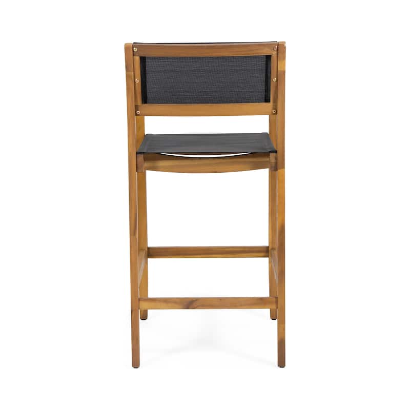 Fairfax Outdoor Acacia Wood Barstools with Outdoor Mesh (Set of 2) by Christopher Knight Home