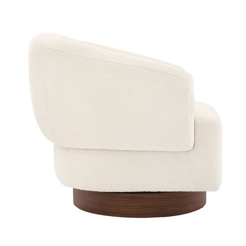 Set of 2 Chenille Upholstered Swivel Barrel Accent Chair with Solid Wood Base for Living Room