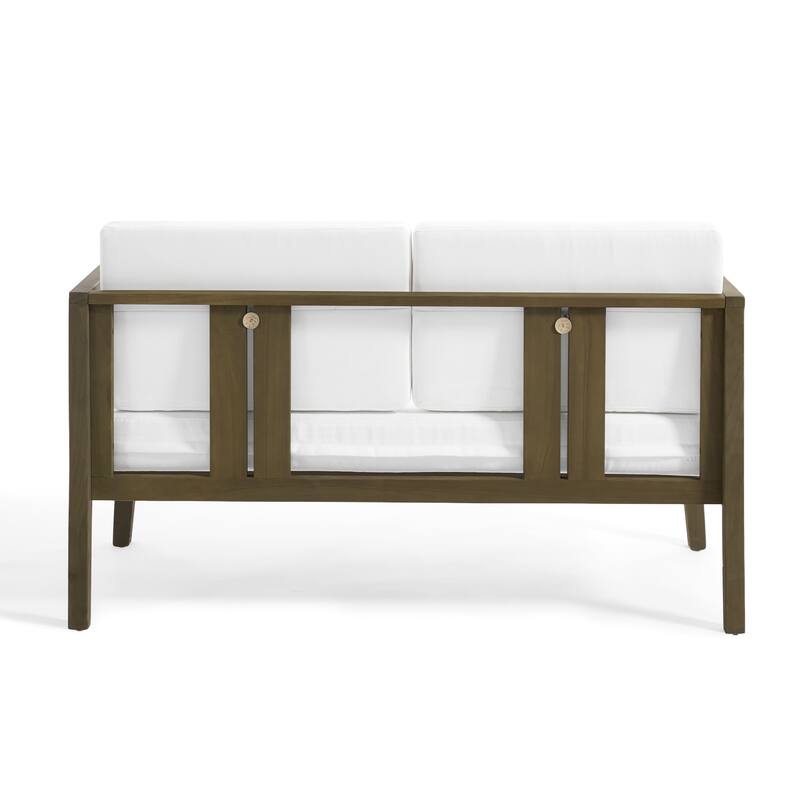 Outdoor Teak Solid Wood Patio Furniture Set Loveseat Armchair Table Collection