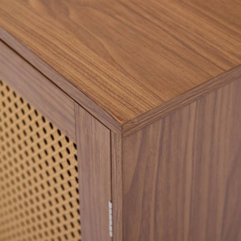 Rattan Accent Cabinet Storage Sideboard Buffet with 4 Doors