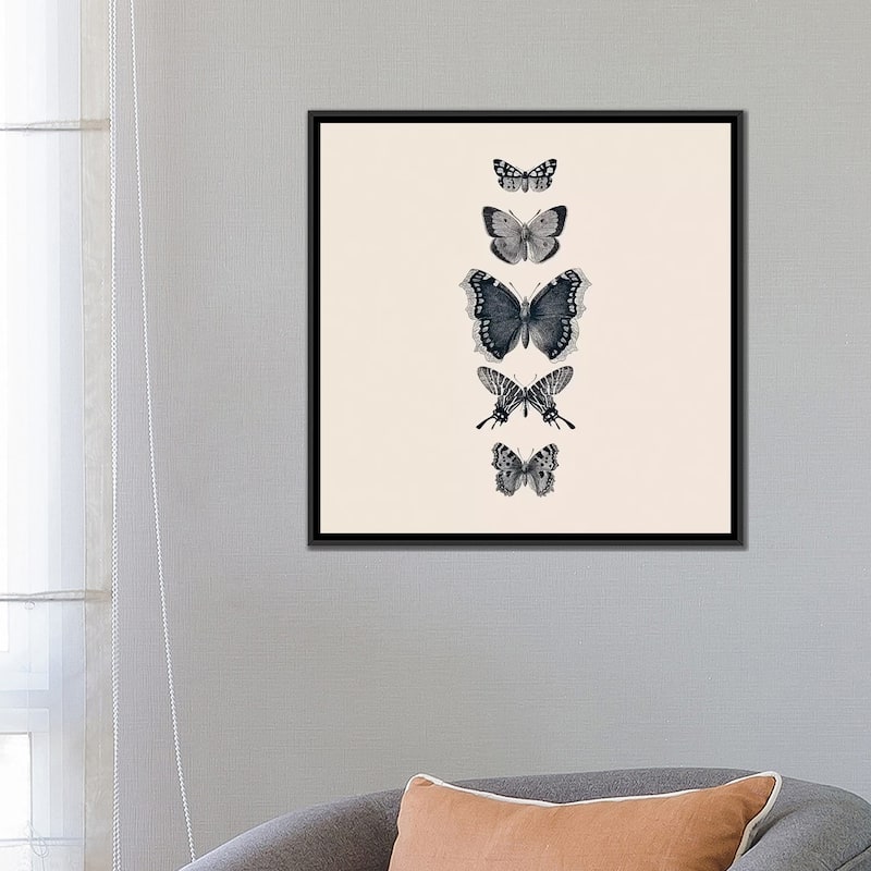 iCanvas "Inked Butterflies Beige Square" by Monika Strigel Framed Canvas Print