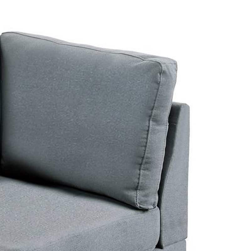 Remy 32 Inch Modular Corner Sofa Chair, Soft Gray Chenille, Solid Wood