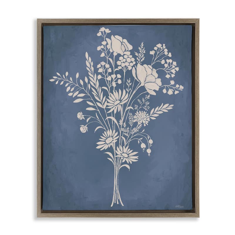 Stupell Garden Bundle over Blue Framed Floater Canvas Wall Art Design By Cat Thurman Designs - 17 x 21 - Brown