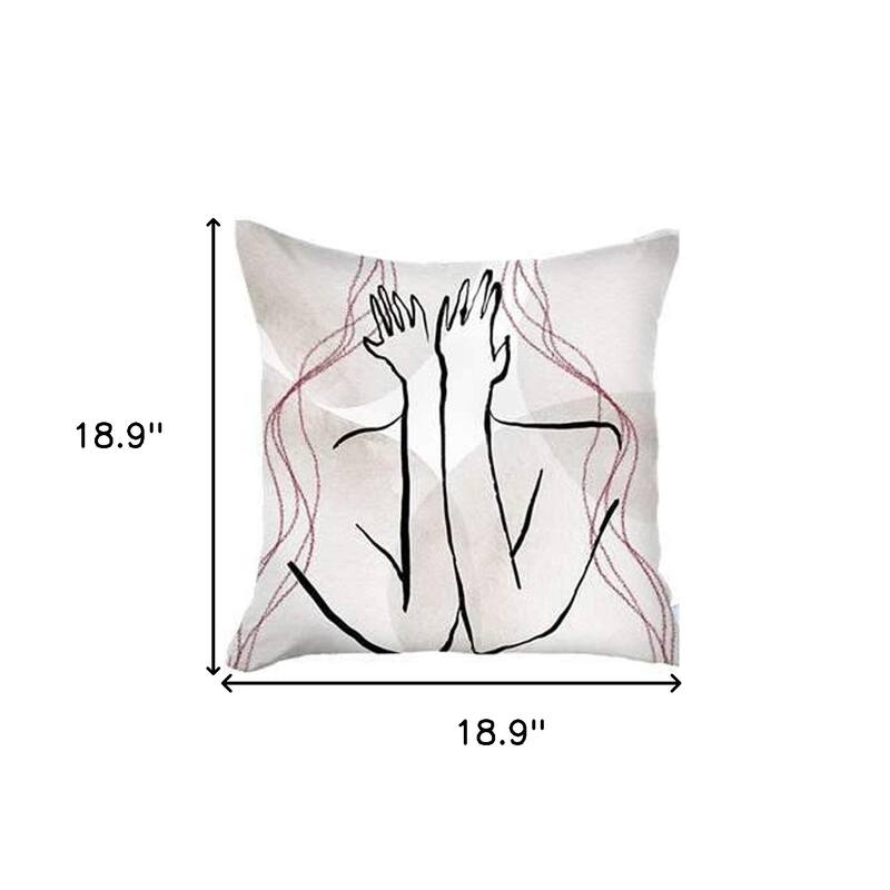 HomeRoots Set Of Four 18" X 18" Black And Grey Abstract Zippered Handmade Polyester Throw Pillow