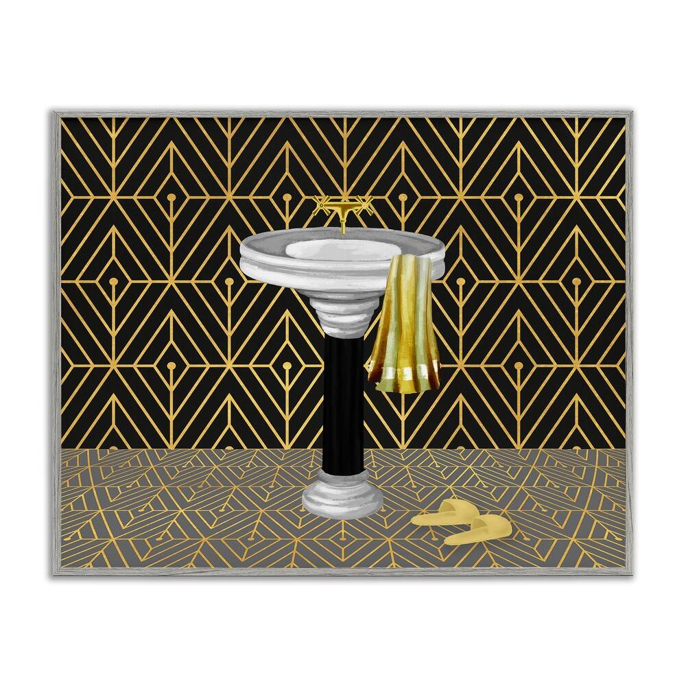 Stupell Deco Style Glam Bathroom Framed Giclee Art Design By Conrad Knutsen
