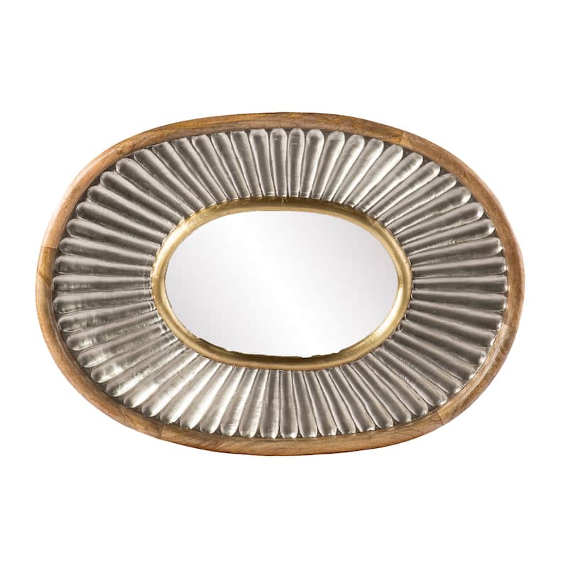 SEI Furniture Faust Oval Decorative Mirror, Natural/Silver/Brass
