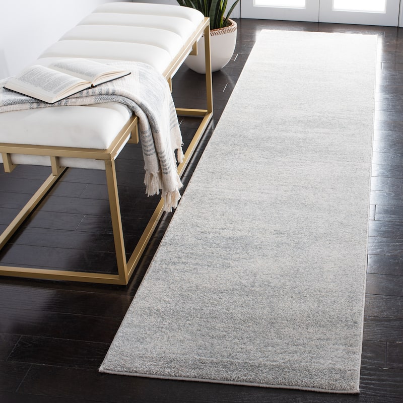 SAFAVIEH, Evoke Yukako Modern Abstract Distressed Rug - 2'2" x 13' Runner - Ivory/Sage