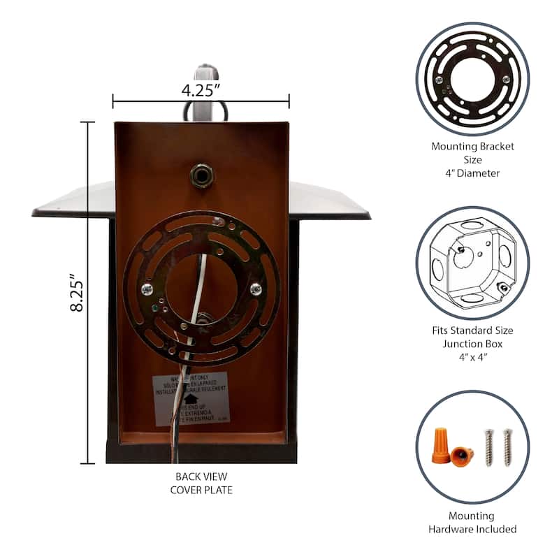 River of Goods Kamas Stained Glass and Oil Rubbed Bronze 1-Light Outdoor Lantern Wall Sconce-Rich Brown - Brown/Tan